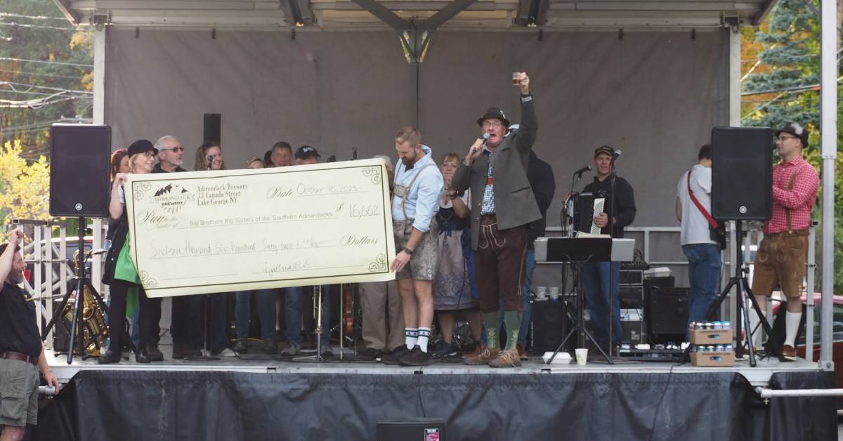 oktoberfest giant check on stage