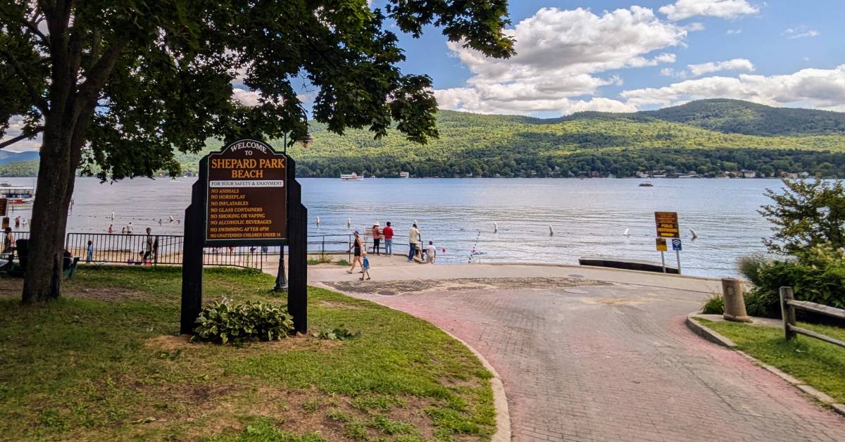 shepard park beach and sign
