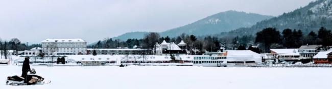 snowmobiler on lake