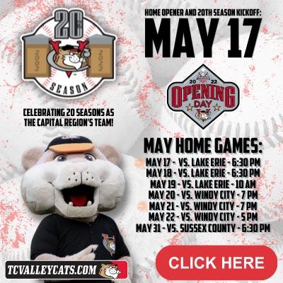 banner announcing upcoming valleycats games