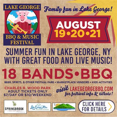 banner advertising the lake george bbq and music festival