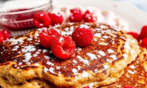 pancakes and raspberries