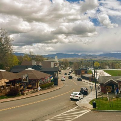 street and mountain views in lake placid