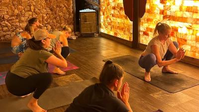 yoga in a salt cave