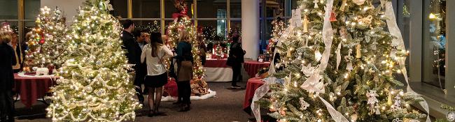 people at festival of trees at saratoga city center