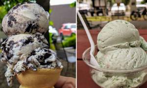 ice cream cone and ice cream dish