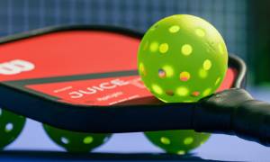 pickleball paddle and balls