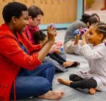 mom and daughter playing