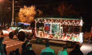 lighted holiday tractor parade