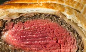 closeup of beef wellington