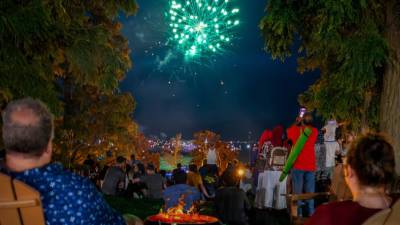 people watching fireworks at fort william henry