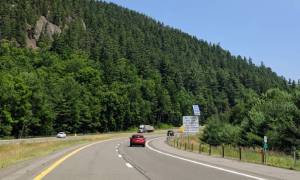 cars on road in northern adirondacks