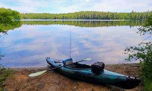 kayak by pond