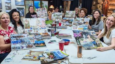 group of people at art class