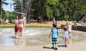 kids at crandall park splash pad