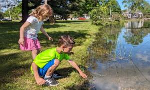 two kids at crandall pond
