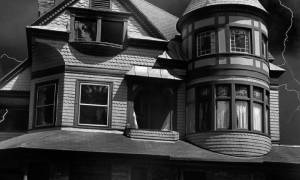 black and white image of inn