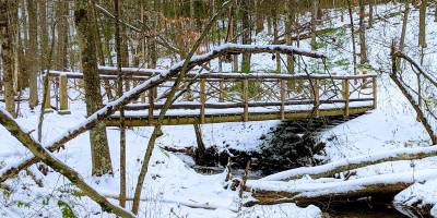 hiking bridge in winter