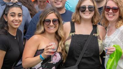 happy people with wine