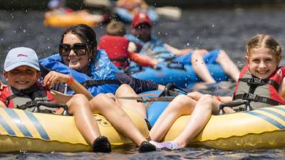 family lazy river tubing