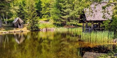 adirondack experience at blue mountain lake pond and structures