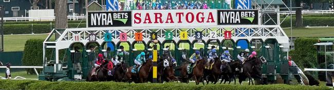 saratoga race course horses leaving the gate
