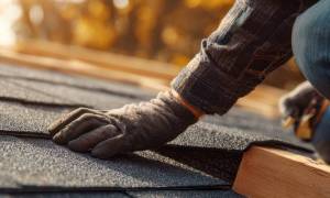 closeup of roofer