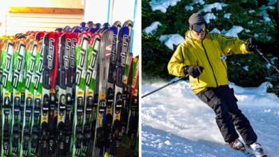 skis and a skier